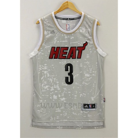 Camiseta Luces De La Ciudad Miami Heat Dwyane Wade #3 Gris